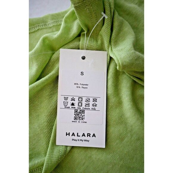 Halara Women's Sz S Reed Green V-Neck Button L/S Curved Hem Cropped Top - Picture 6 of 9